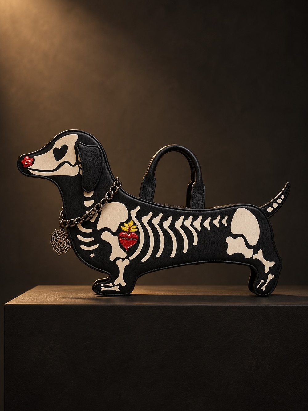 Skeleton Dachshund Dog Tote Bag - Black
